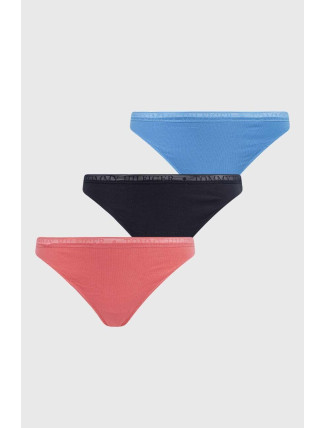 Dámská tanga 3Pack UW0UW04890 0V6 růžovo/modro/černé - Tommy Hilfiger