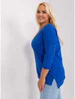 Kobaltově modrá halenka plus size s aplikací