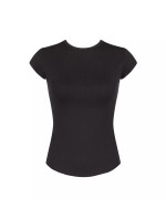 Dámské tričko GO Ribbed T-Shirt - BLACK - černé 0004 - SLOGGI