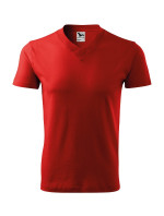 V-neck tričko unisex červená