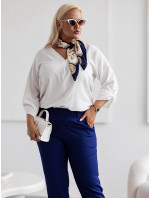 Tmavě modré elegantní dámské kalhoty plus size (728)