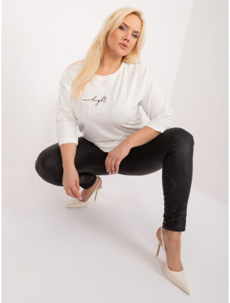 Halenka Ecru plus size s ozdobným nápisem