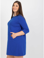 Kobaltově modré minišaty plus size s kapsami od Dalenne