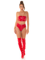 Sexy Koucla Latexový vzhled bandeau topu se zipem