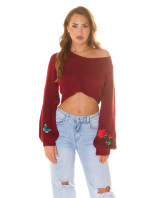 Sexy KouCla Crop knit sweater with patches