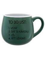 TO DO LIST:  BÝT ÚŽASNÝ - zelený keramický hrníček 300 ml