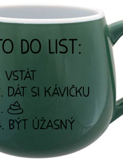 TO DO LIST:  BÝT ÚŽASNÝ - zelený keramický hrníček 300 ml