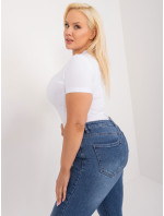 Bílé vypasované triko plus size velikosti s nápisem