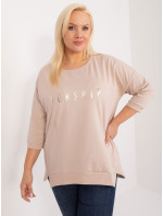 Béžová blůza plus size s nápisem