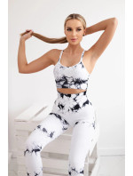 Fitness set top+ legíny push up bílý