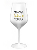 DEDKOVA TEKUTÁ TERAPIA - biely nerozbitný pohár na víno 470 ml