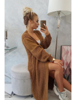 Svetr dlouhý cardigan camel