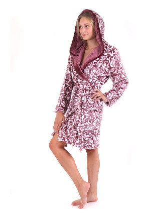 Dámský župan Flora s kapucí krátký 4856 4803 mauve wine - Vestis