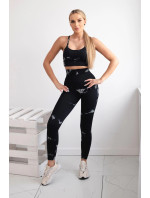 Fitness set top+ legíny push up černý