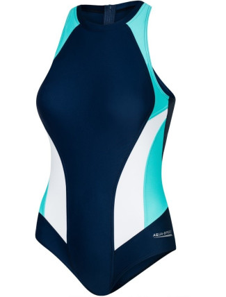 AQUA SPEED Plavky Nina Navy Blue/White/Turquoise Pattern 42