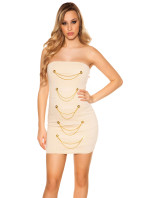 Sexy bandeau-minidress s řetízky a knoflíky