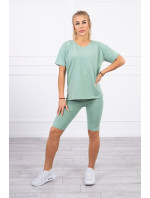 Set top+legíny tmavě mint