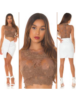 Sexy Koucla Croptop mit Stickerei, transparentní