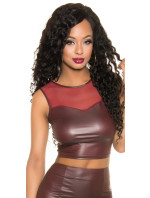 Sexy KouCla Wetlook Tank Crop Top se síťovinou