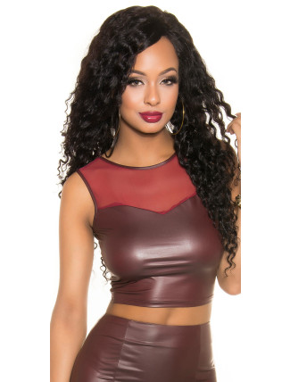 Sexy KouCla Wetlook Tank Crop Top se síťovinou