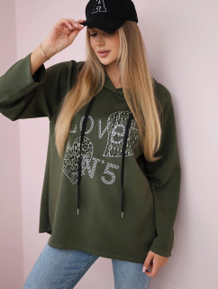 Oversized viskózová mikina Love khaki