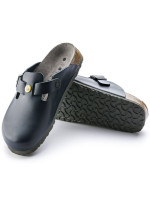 Dámské dřeváky Birkenstock Boston ESD Blue z přírodní kůže úzké úzké (0061388)